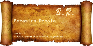 Barasits Romola névjegykártya